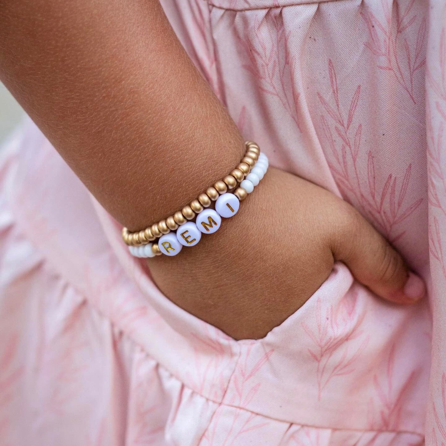 Gold Accent Name Bracelet Set