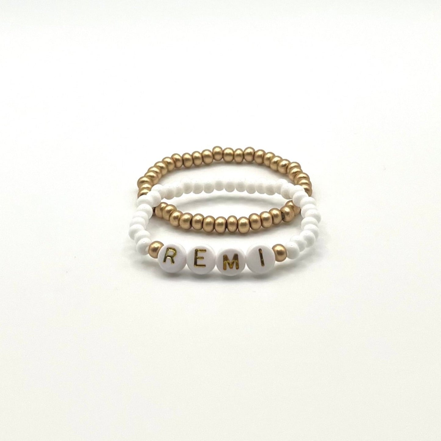 Gold Accent Name Bracelet Set