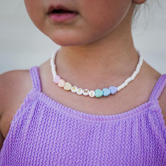 Rainbow Hearts Personalized Necklace